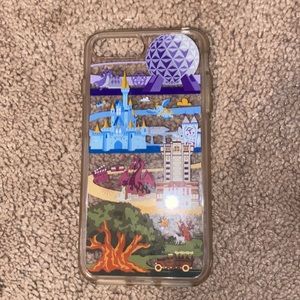 iPhone 8 Plus Disney Otterbox case. Mutli-Park print transparent
